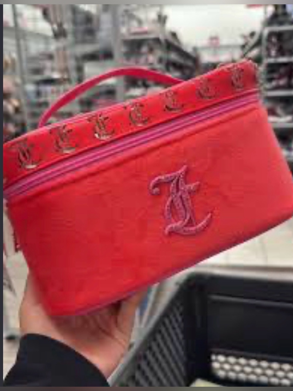 S Juicy Couture Red Cosmetic Case with Pink Accents NWT